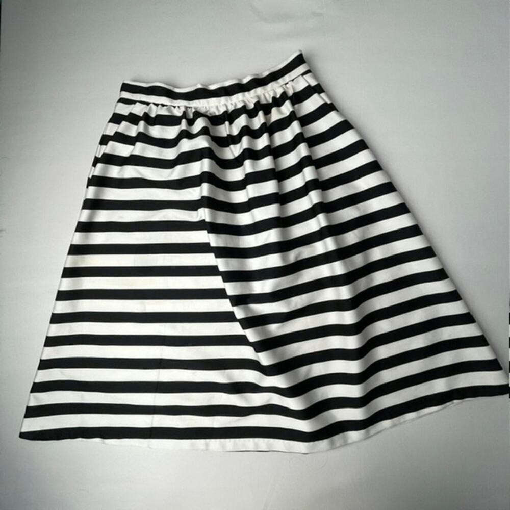 Black White Striped Skater Skirt Retro Mod Pinup Medium Parisian Twee Indie